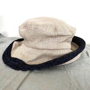 Kokin Beige/Grey and Black Woven Brim Hat